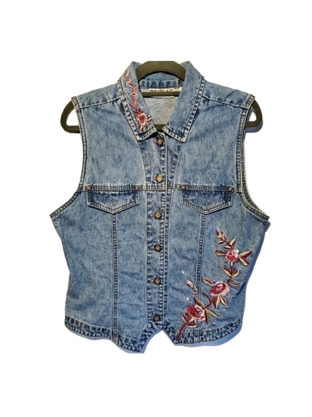 Vintage Bill Blass sz M Embroidered jean vest